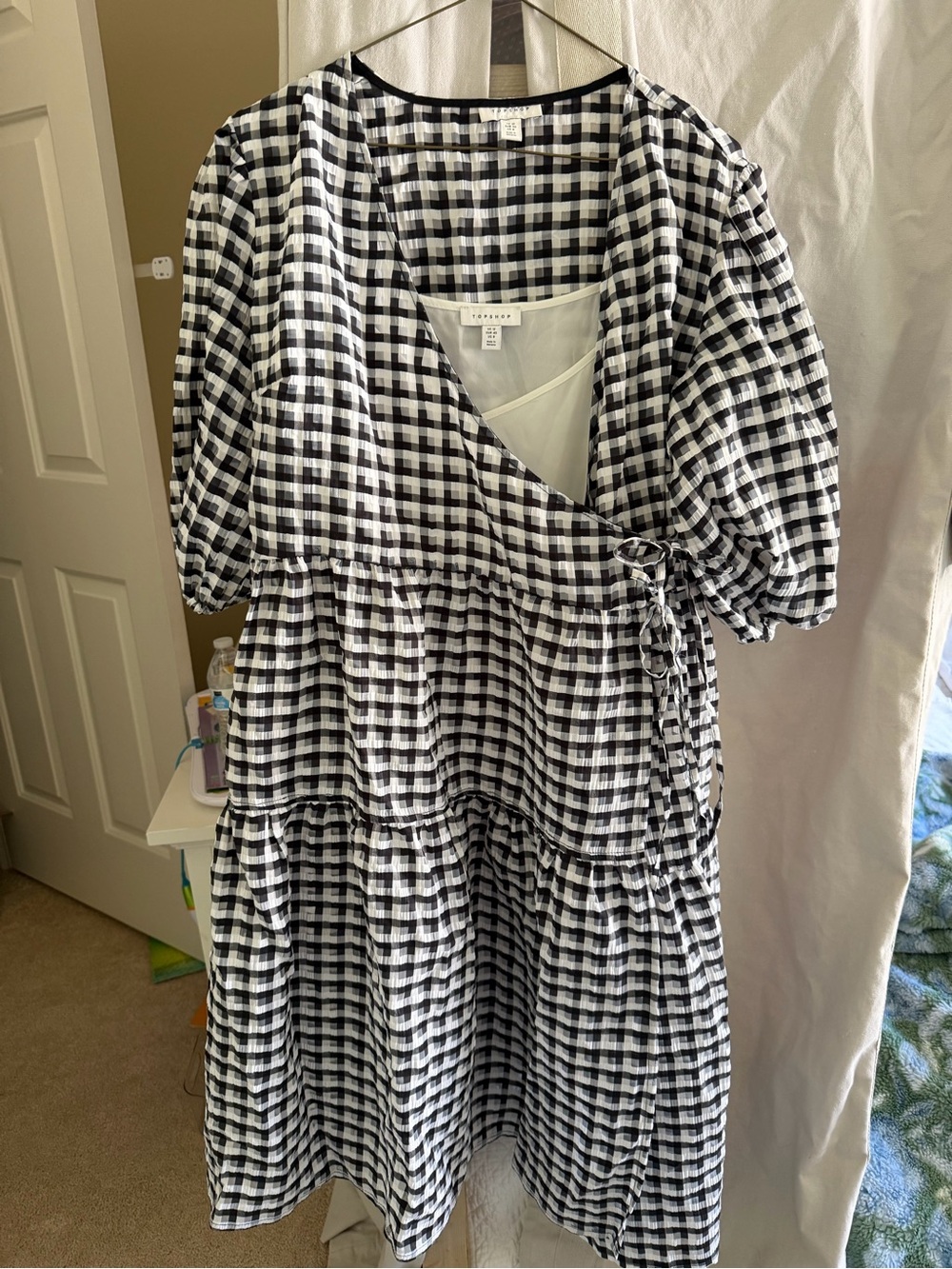 Topshop Black and White Gingham Dress